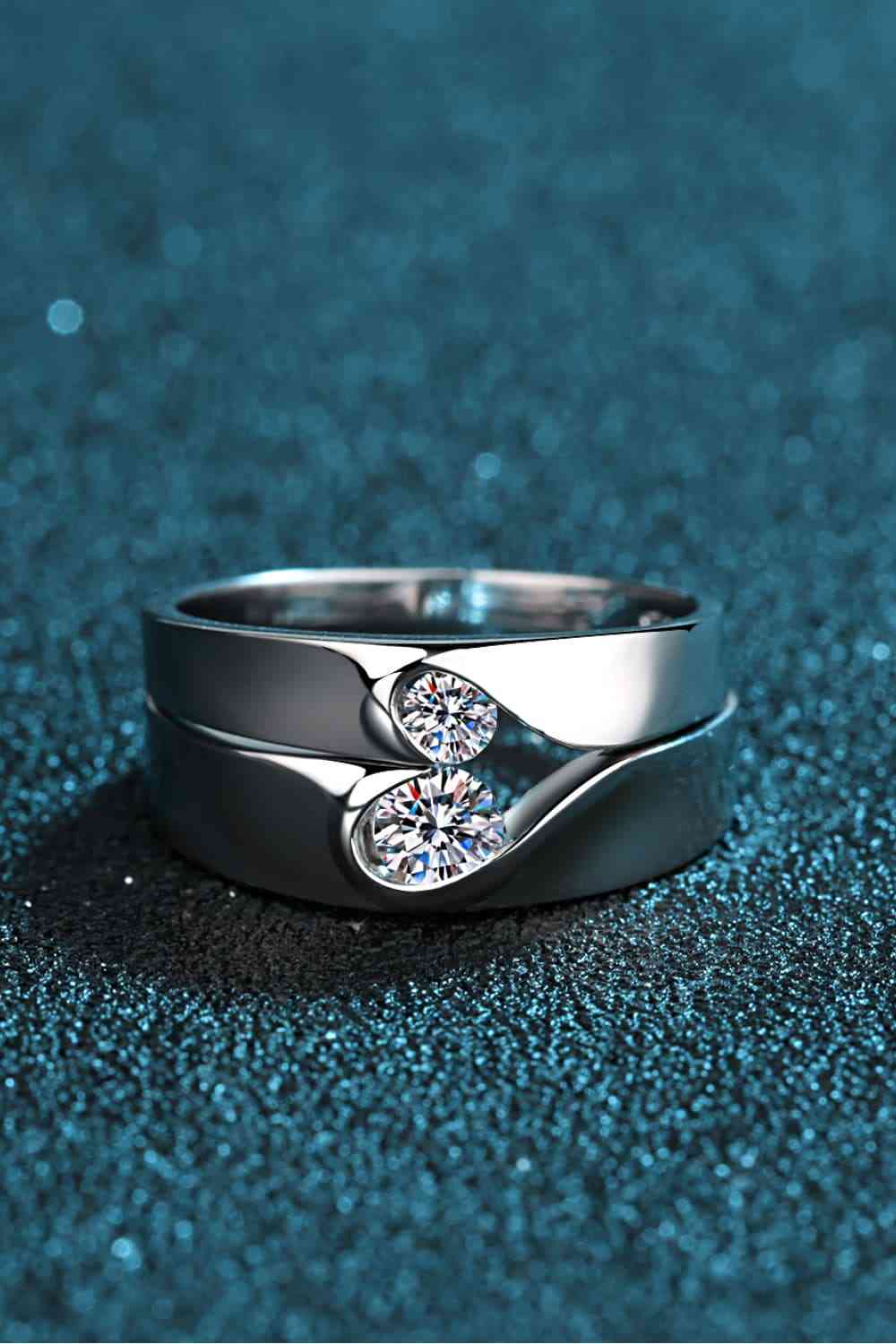 His and Hers Moissanite Rhodium-Plated Ring