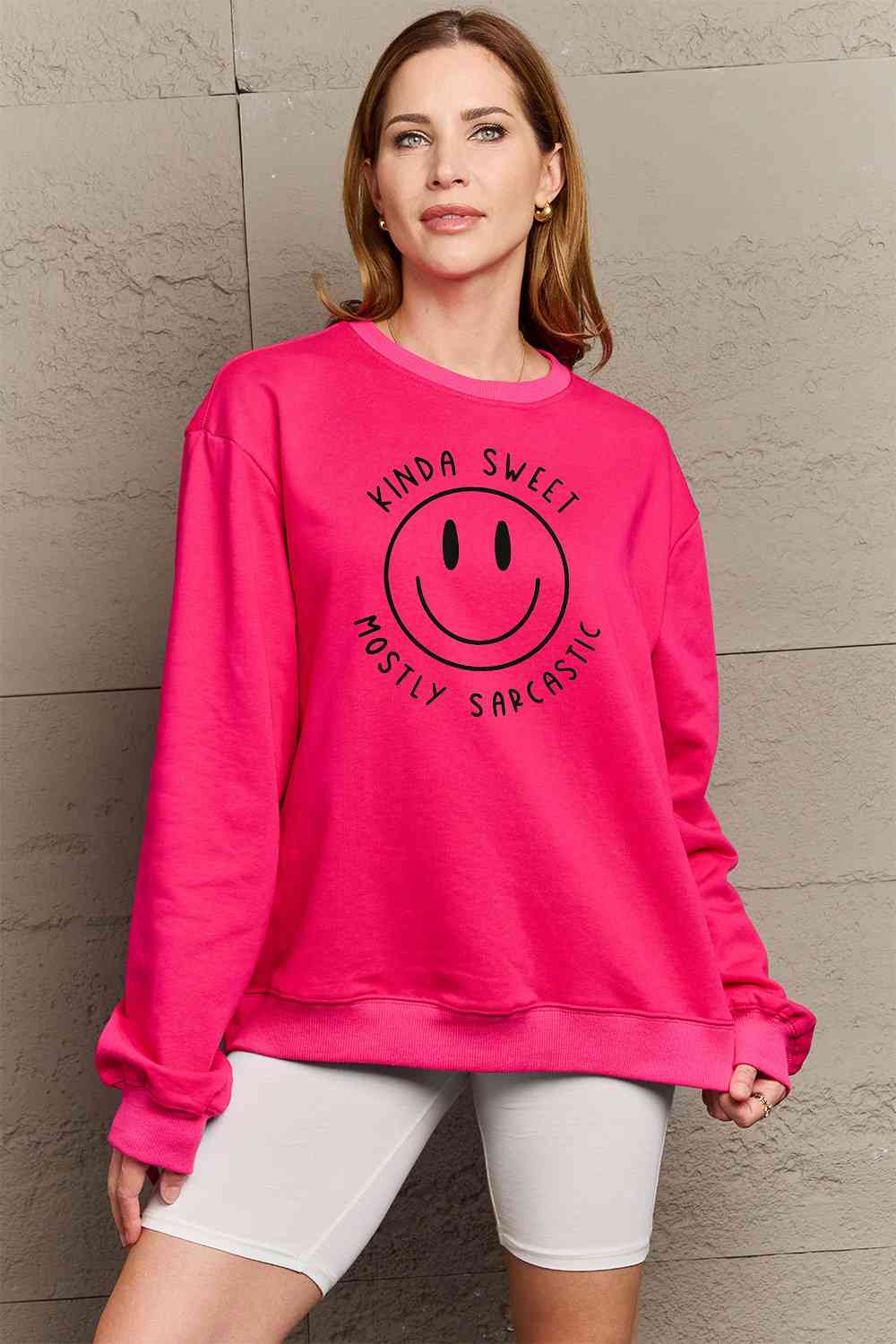 Simply Love Smiling Face Graphic Sweatshirt