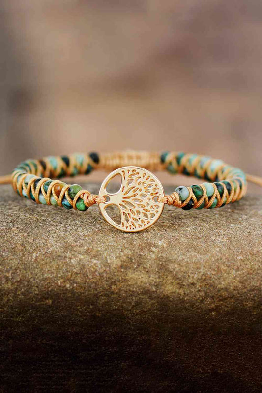 Handmade Tree of Life Beaded Copper Bracelet