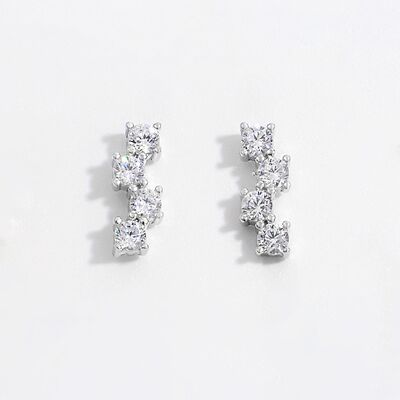 Sterling Silver Inlaid Zircon Stud Earrings