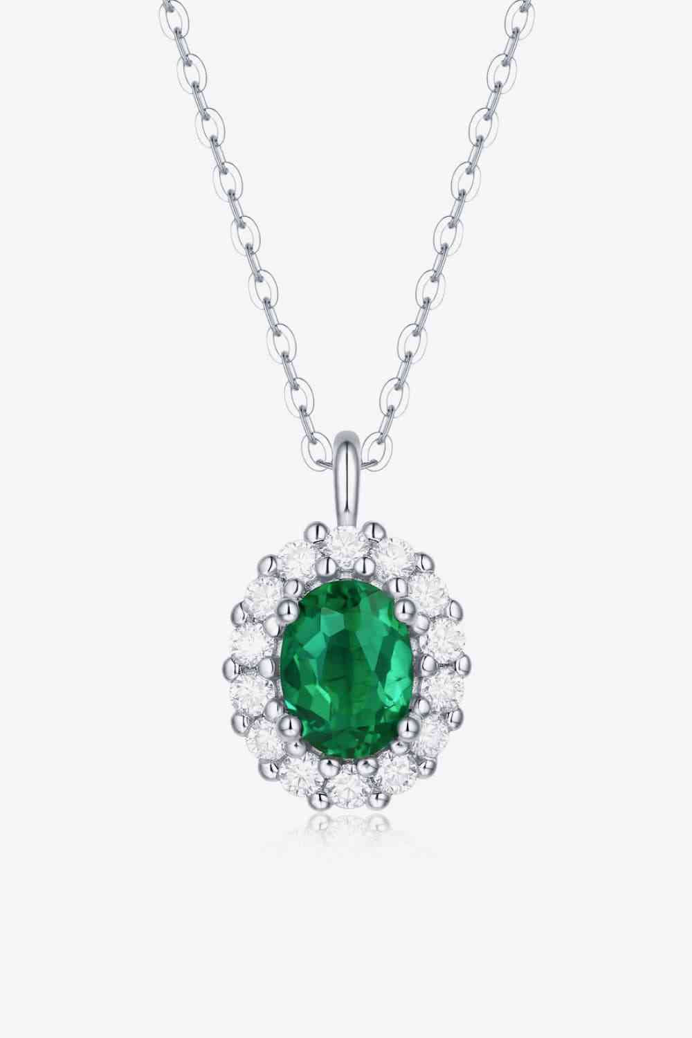 1.5 Carat Lab-Grown Emerald Sterling Silver Necklace