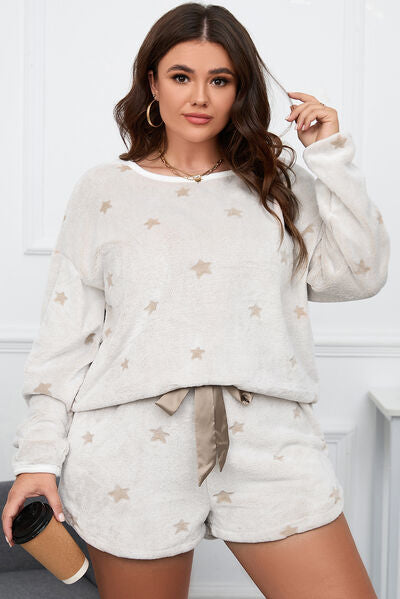 Cute and Comfy Long Sleeve Top and Shorts Lounge Set