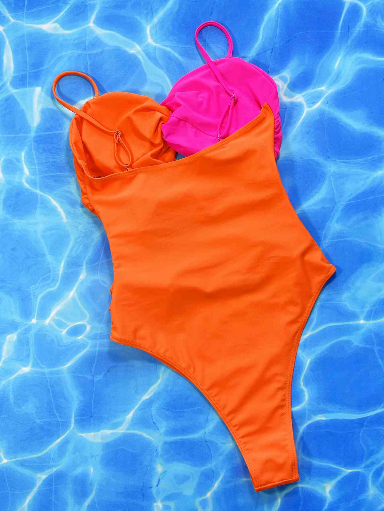 Two-Tone Twisted One-Piece Swimsuit