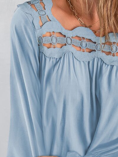 Regular and Curvy Size Cutout Square Neck Blouse