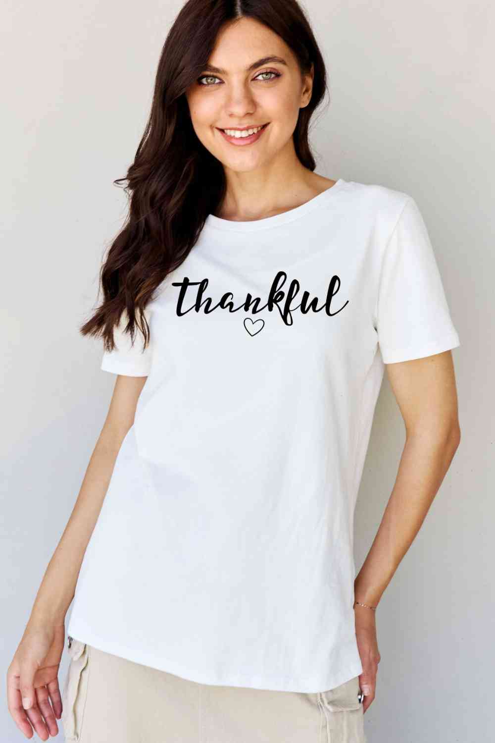 Regular & Curvy Size THANKFUL Graphic T-Shirt