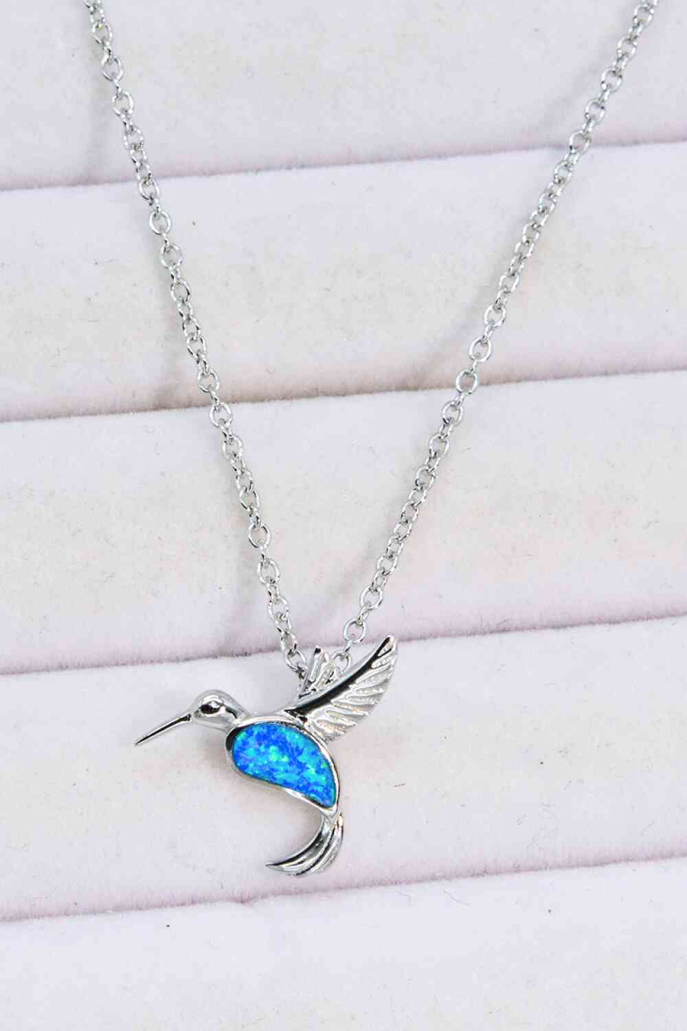 Australian Opal Humming Bird Sterling Silver Necklace