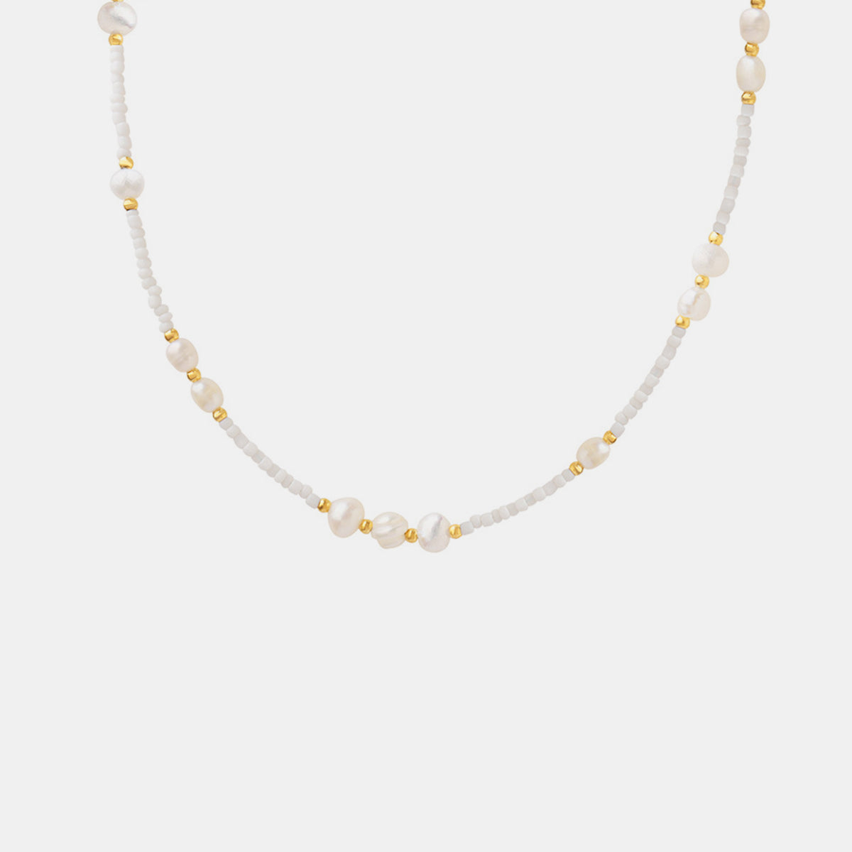 Glass Bead Pearl Necklace