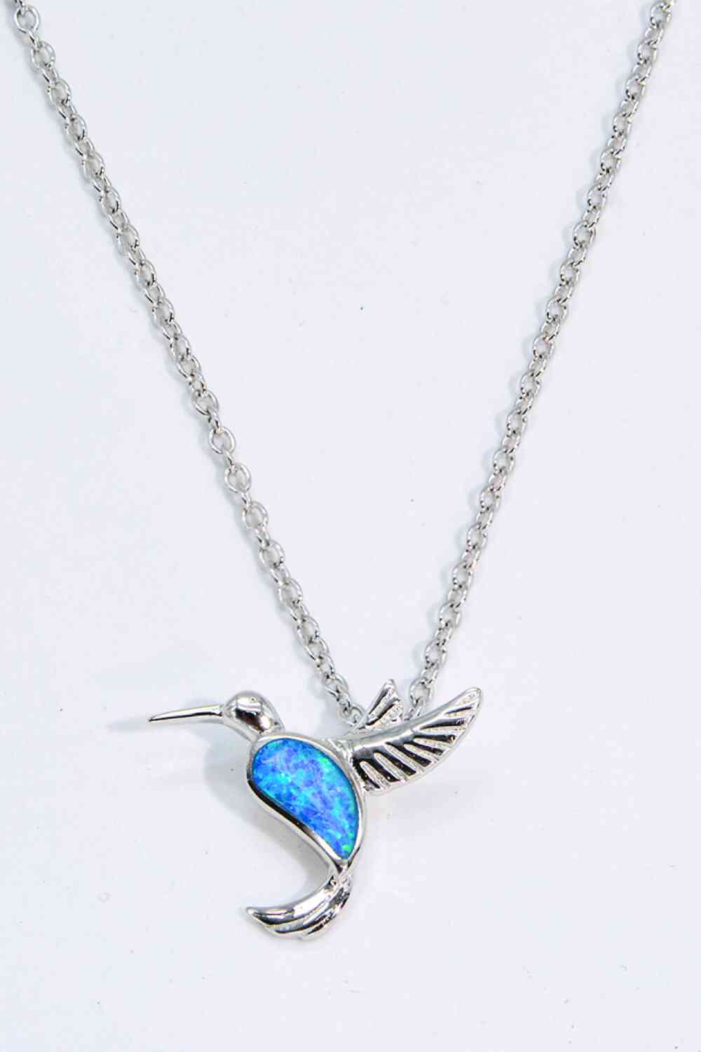 Australian Opal Humming Bird Sterling Silver Necklace