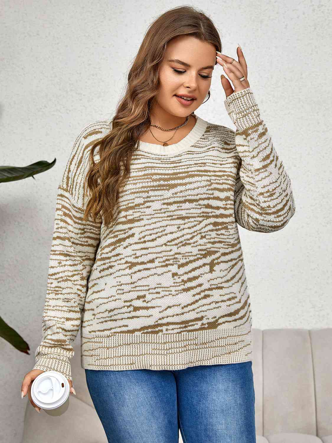 Trendi Round Neck Long Sleeve Sweater