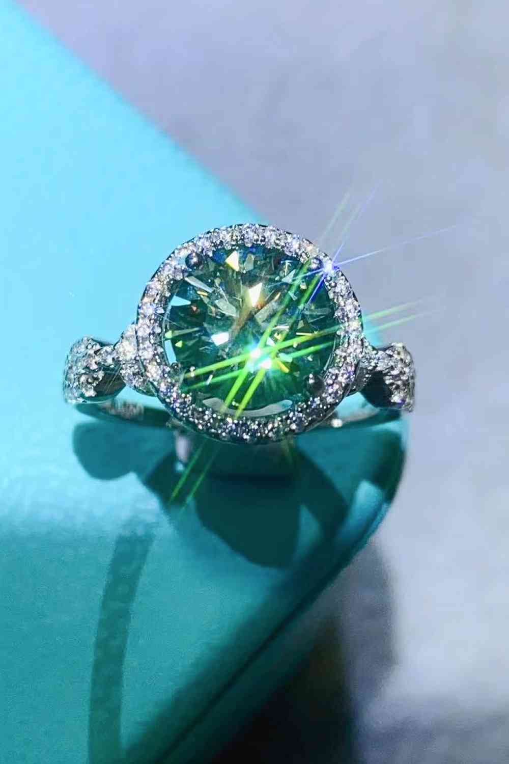 Moissanite Emerald Green Ring