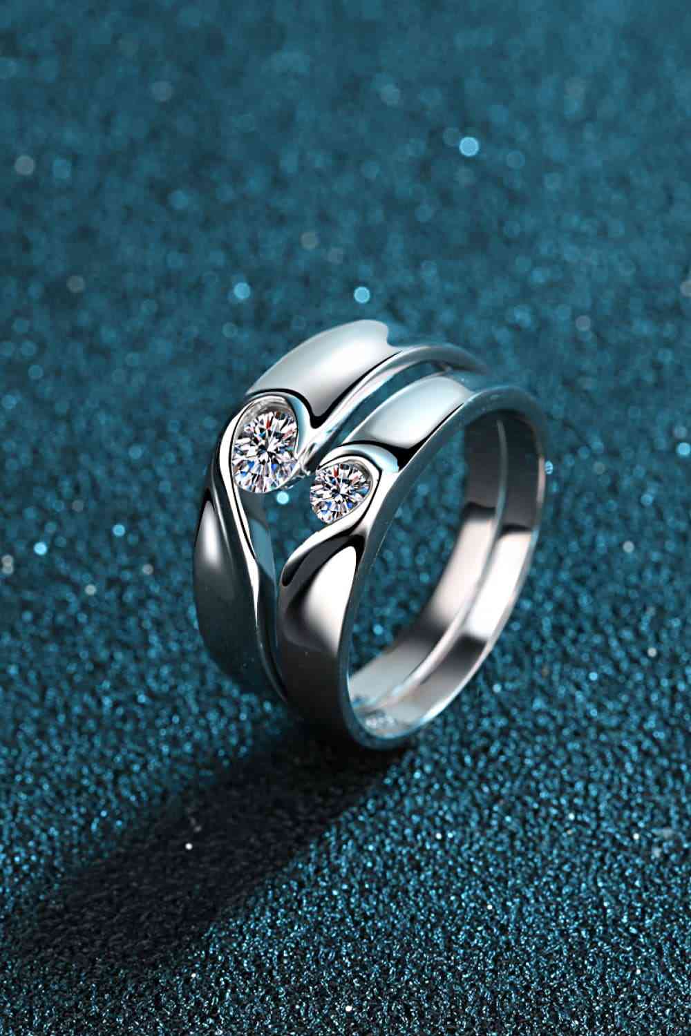 His and Hers Moissanite Rhodium-Plated Ring