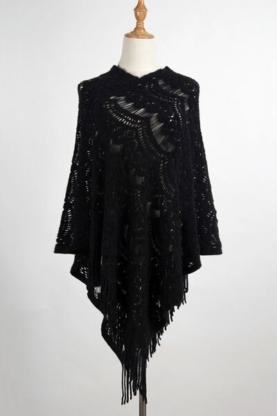 One Size Fringe Cape Sleeve Poncho