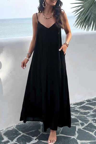 Backless Maxi Dress with Pockets