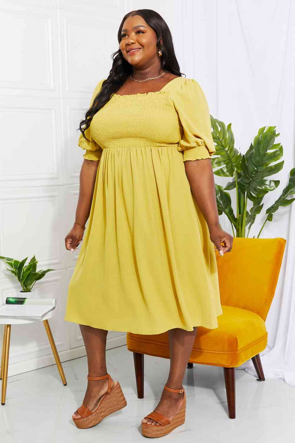 Regular & Plus Size Love You Forever Square Neck Midi Dress