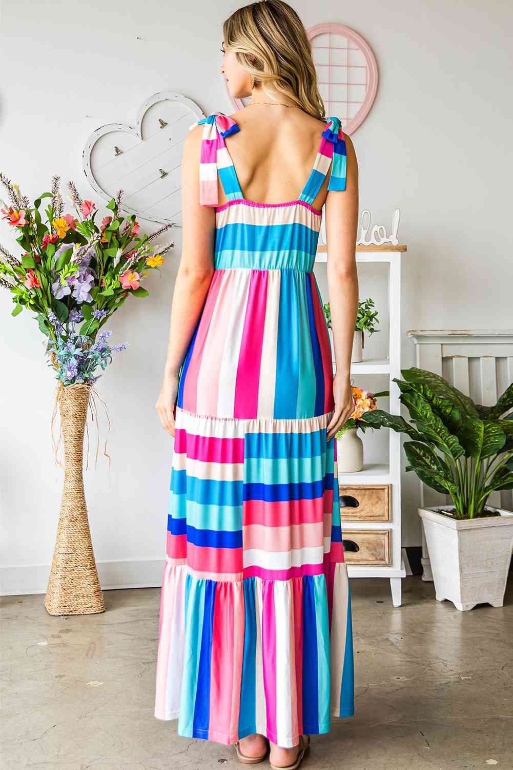 Multicolored Striped Sleeveless Maxi Dress