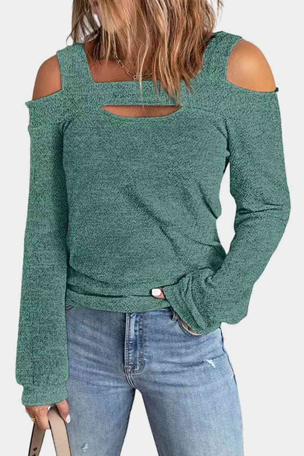 Regular and Curvy Size Cutout Cold Shoulder Blouse