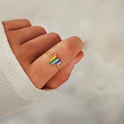 Multicolor Heart Shape 925 Sterling Silver Ring