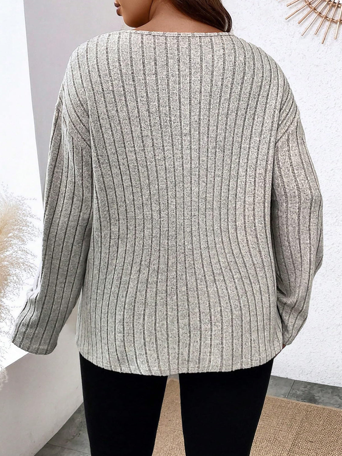 Plus Size Lace Detail Long Sleeve Sweater