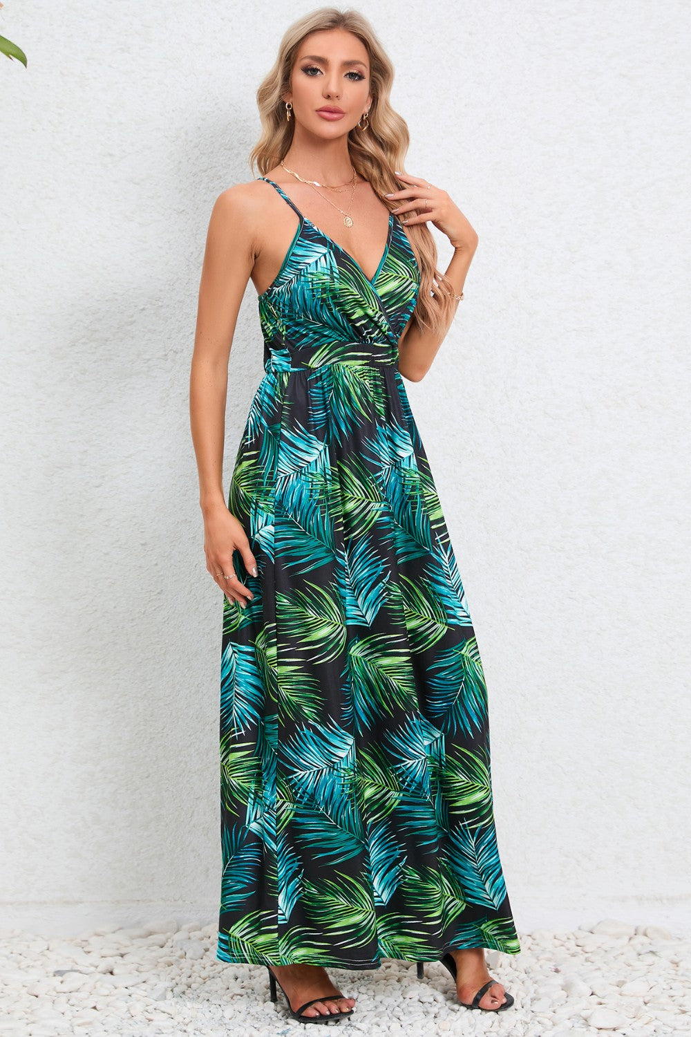 Regular & Plus Size Printed Surplice Maxi Dress