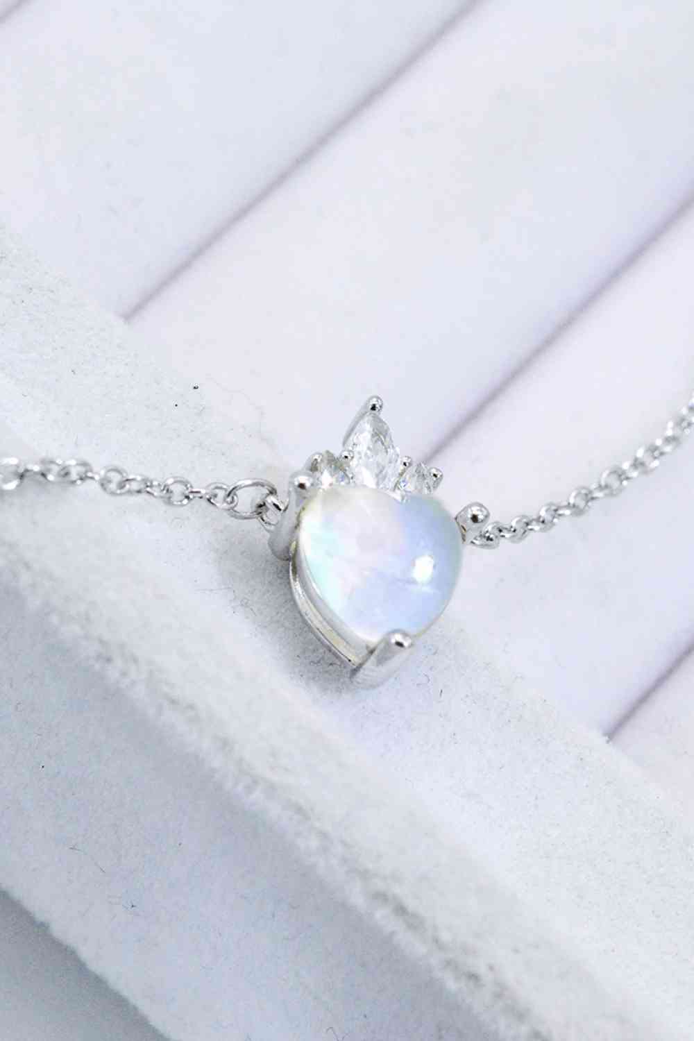 Moonstone Heart Pendant Necklace