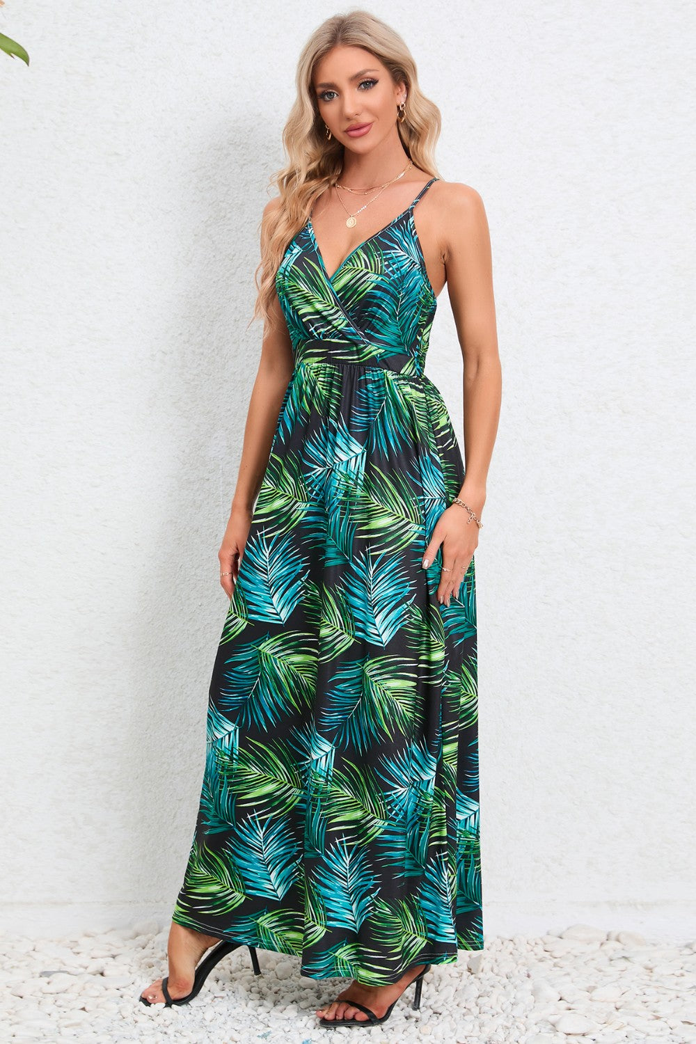 Regular & Plus Size Printed Surplice Maxi Dress