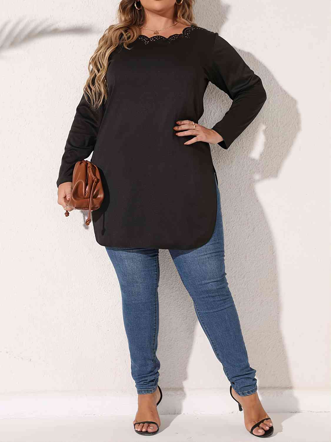 Side Slit Long Sleeve T-Shirt