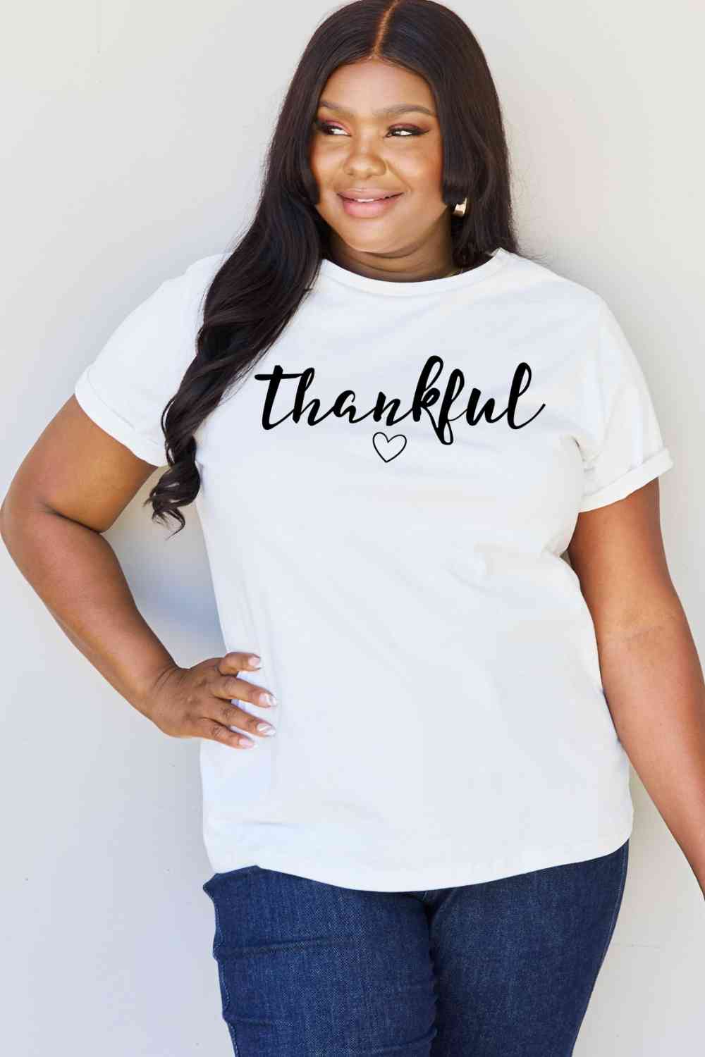 Regular & Curvy Size THANKFUL Graphic T-Shirt