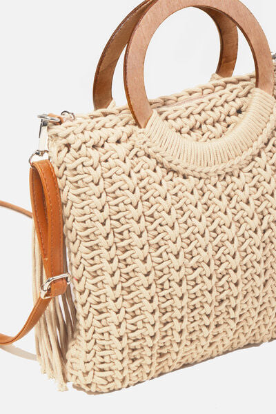 Fabulous Handmade Crochet Knit Tote Bag with Tassel