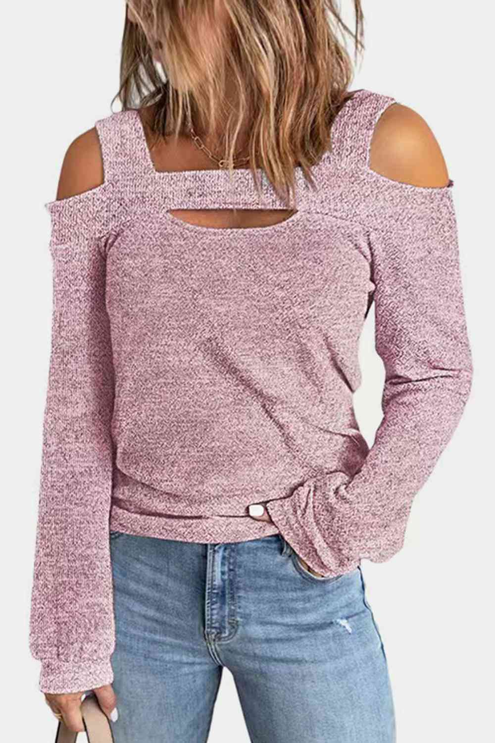 Regular and Curvy Size Cutout Cold Shoulder Blouse