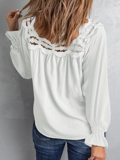 Regular and Curvy Size Cutout Square Neck Blouse