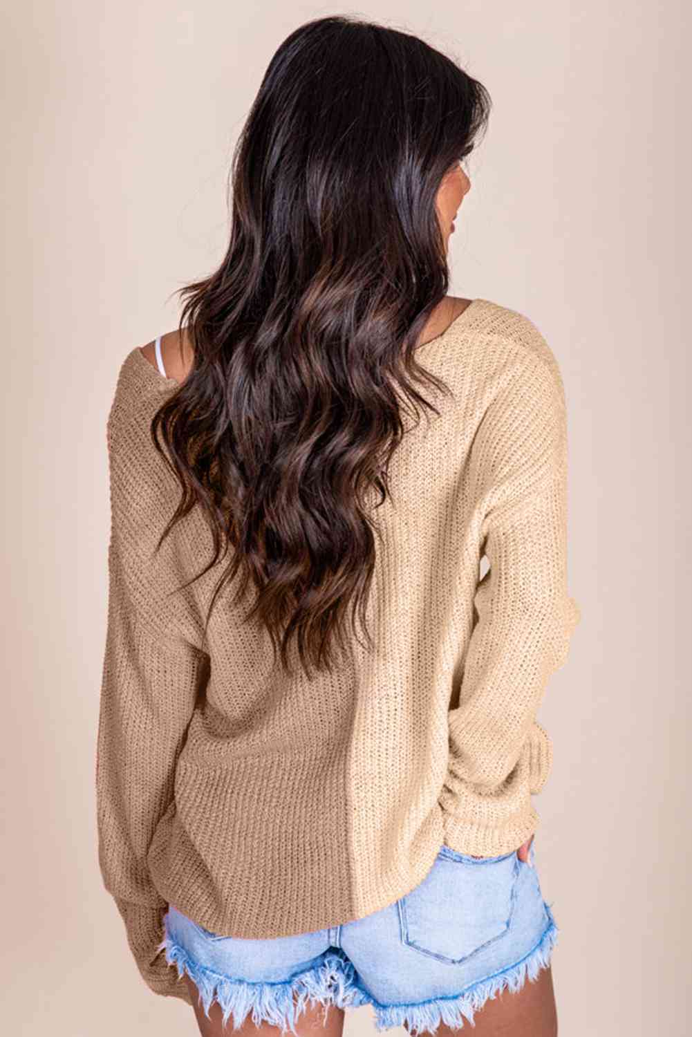 Contrast Color V-Neck Sweater