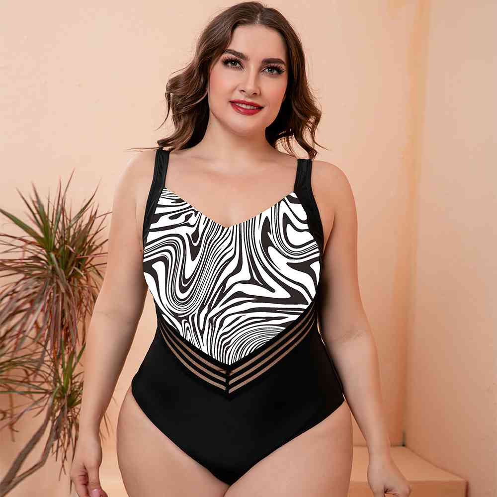 Full Size Zebra Print One-Piece Swimsuit