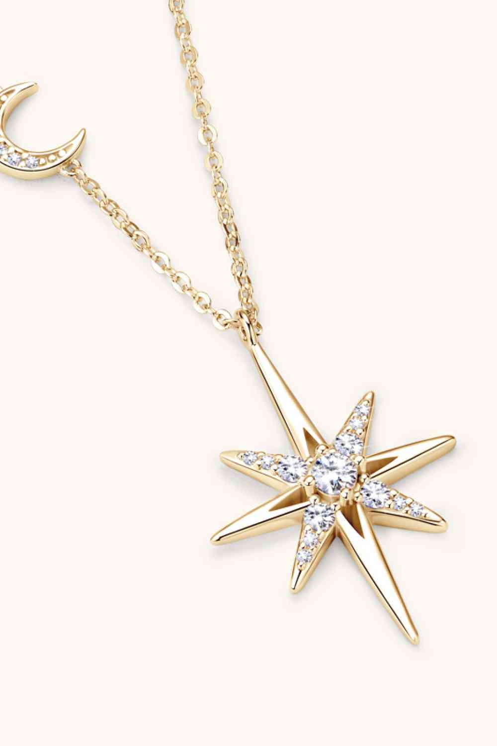 Moissanite Sun and Moon Sterling Silver Necklace