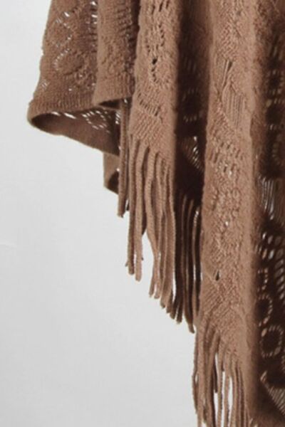 One Size Fringe Cape Sleeve Poncho