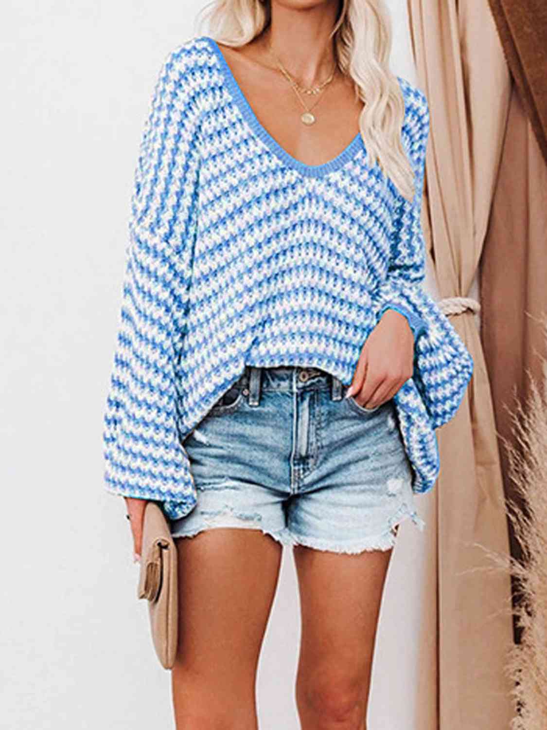 Striped V-Neck Sweater