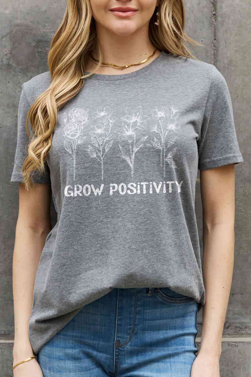 GROW POSITIVITY Graphic Cotton Tee