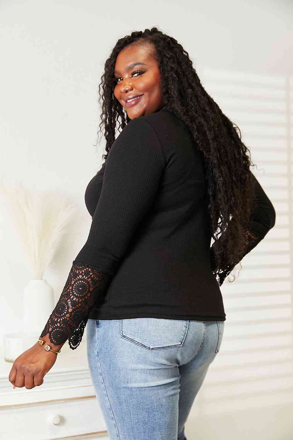 Regular and Curvy Size Crochet Lace Hem Top