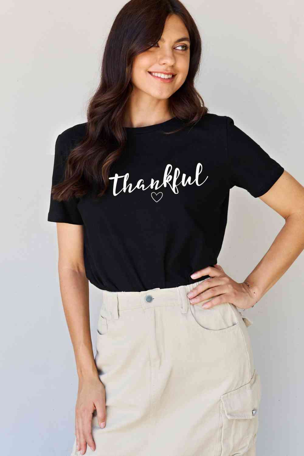 Regular & Curvy Size THANKFUL Graphic T-Shirt