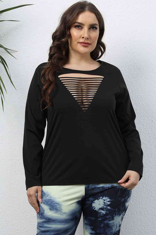 Sexy Cutout Front Long Sleeve T-Shirt