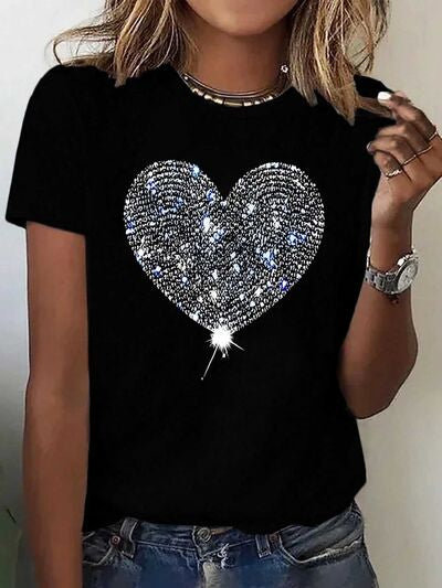 Regular and Plus Size Sparkle Heart T-Shirt