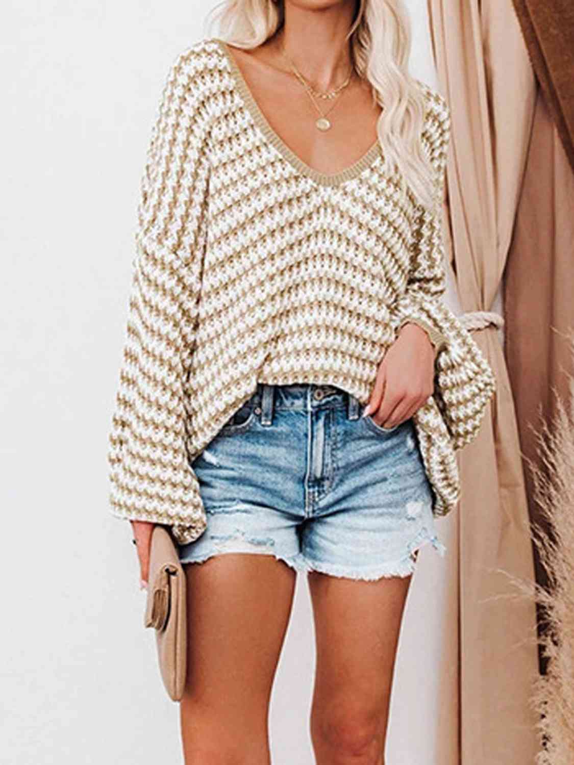 Striped V-Neck Sweater