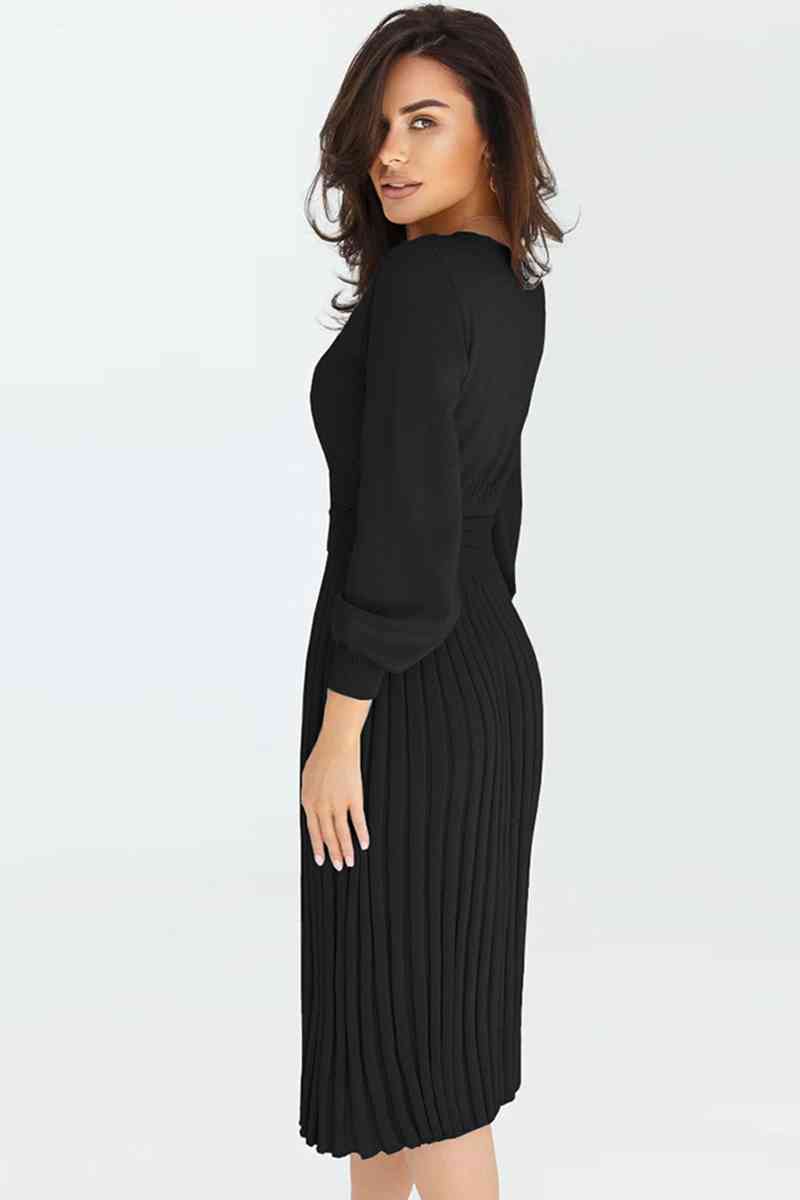 Regular and Curvy Size Pleated Sweater Dress