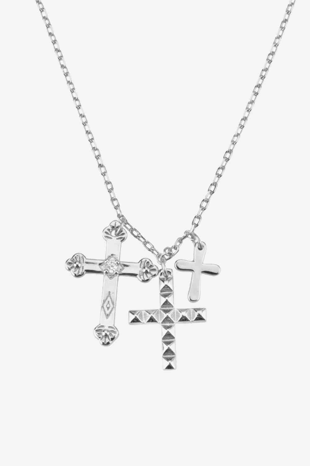 Inlaid Cross Pendant Necklace