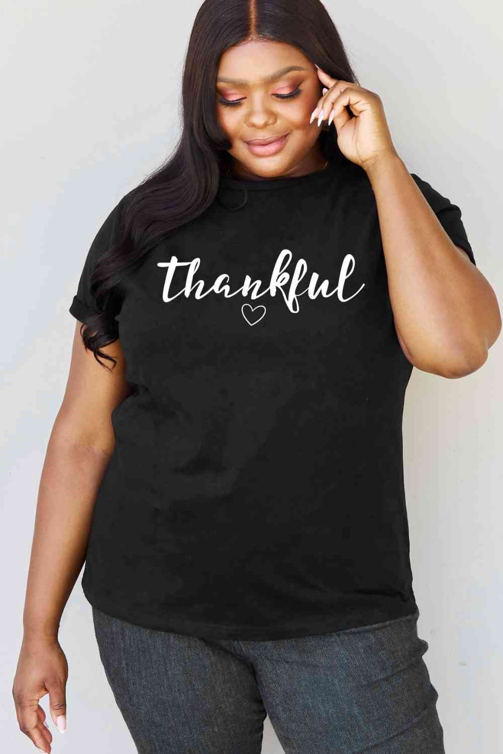 Regular & Curvy Size THANKFUL Graphic T-Shirt