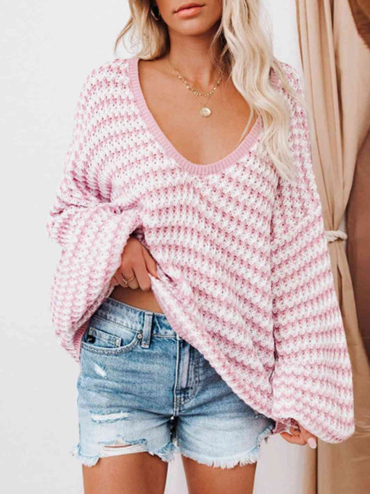 Striped V-Neck Sweater