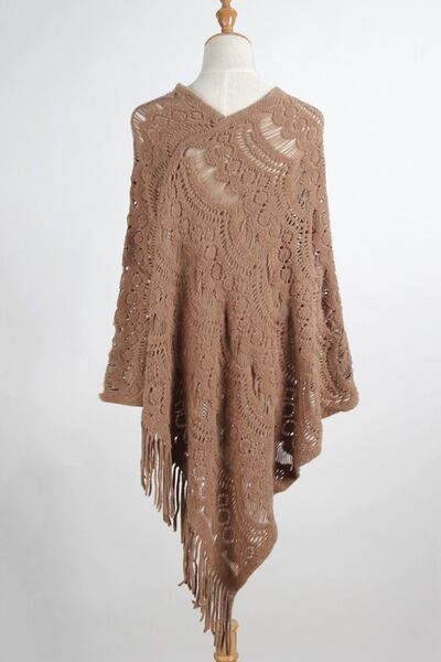 One Size Fringe Cape Sleeve Poncho