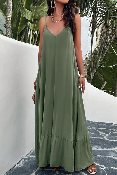 Backless Maxi Dress with Pockets