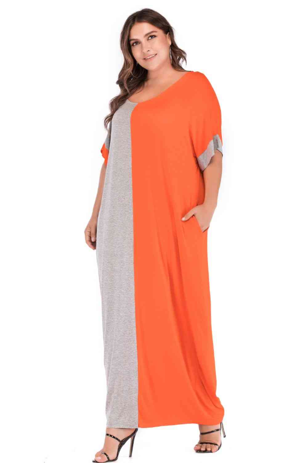 Plus Size Color Block Dress with Pockets