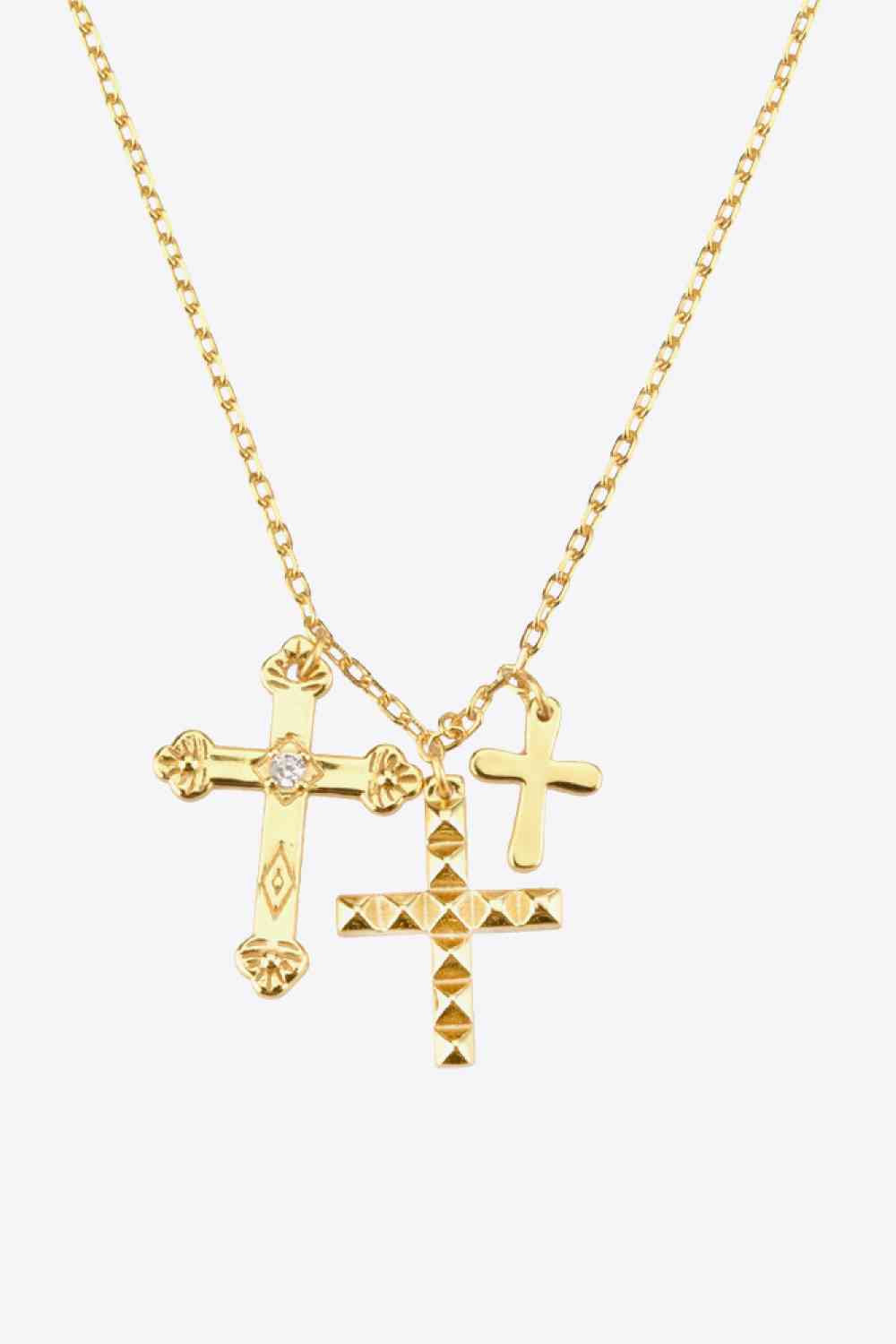 Inlaid Cross Pendant Necklace