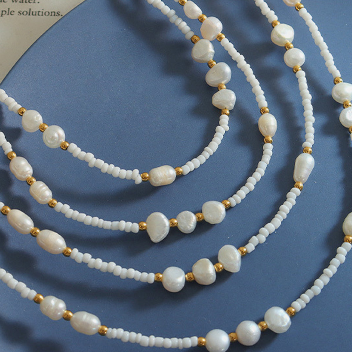 Glass Bead Pearl Necklace